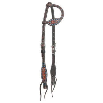 Circle Y Blue Texas Flower One Ear Headstall